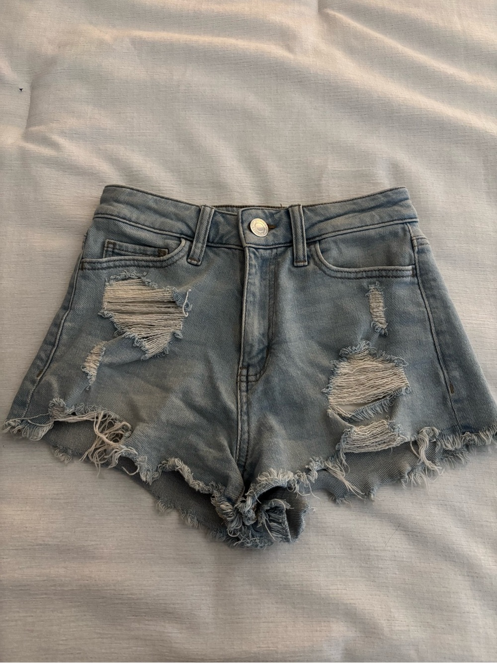 SO Light Denim Distressed Jean Shorts